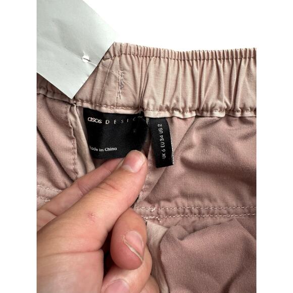 NWT ASOS Parachute Cargo Joggers Sz 2 Pink Utility Drawstring Pants - Picture 7 of 9